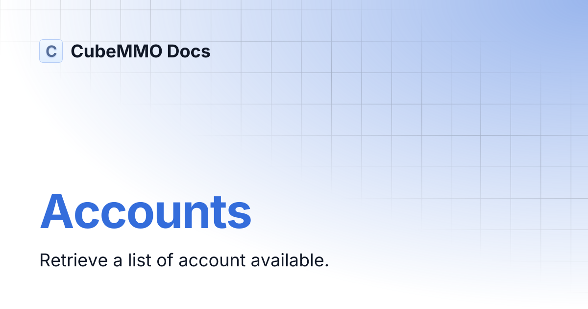 Accounts cubemmo docs